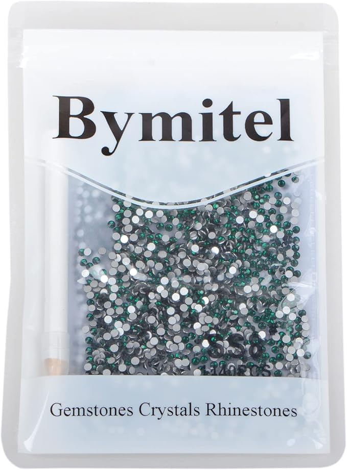 2880PCS Art Nail Rhinestones Non Hotfix Glue Fix Round Crystals Glass Flatback for DIY Jewelry Making with one Picking Pen (ss8 2880pcs, Emerald)