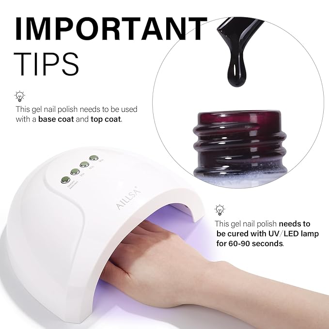 AILLSA Dark Chrry Gel Nail Polish Queen of Sin Jelly Gel Polish Neutral Translucent Wine Burgundy Gel Polish Long Lasting Purple Red Color Soak Off U V Gel for French Manicure Nail Art at Home 0.51 Oz