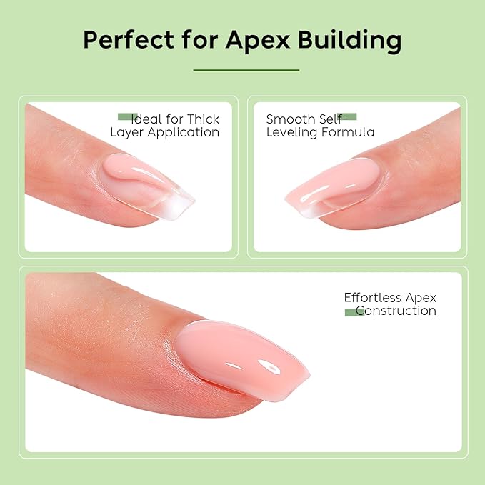 Luxbon 5 IN 1 Rubber Base Color Gel Nail Polish Set, 6 Colors Apex Building Self-leveling Nude Gel Polish Pink Peach Nail Polish Neutral Sheer for Nails UV LED Soak Off Gifts for Women Kit 006