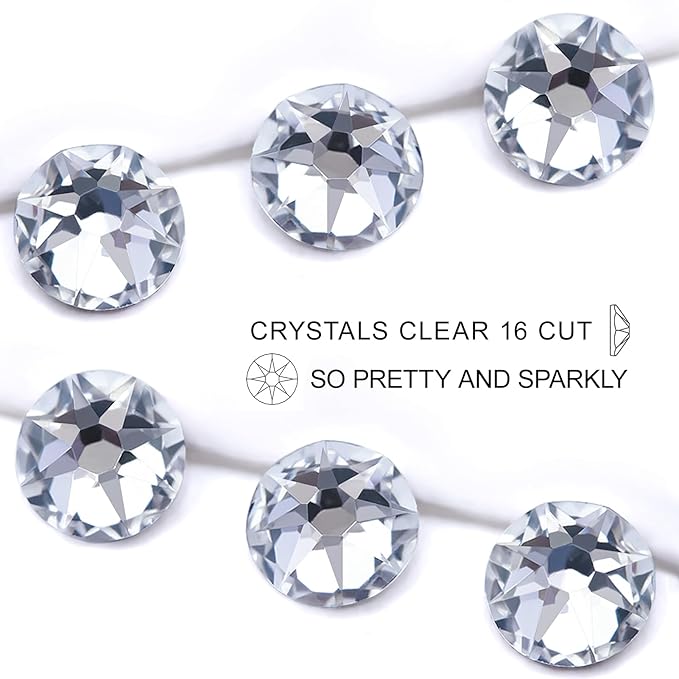 Novani 720pcs Clear Rhinestones Flat Back Round Rhinestone Style 2088 Sparkly Crystal Gemstones for Nail Art and Crafting,S16(3.8-4.0mm