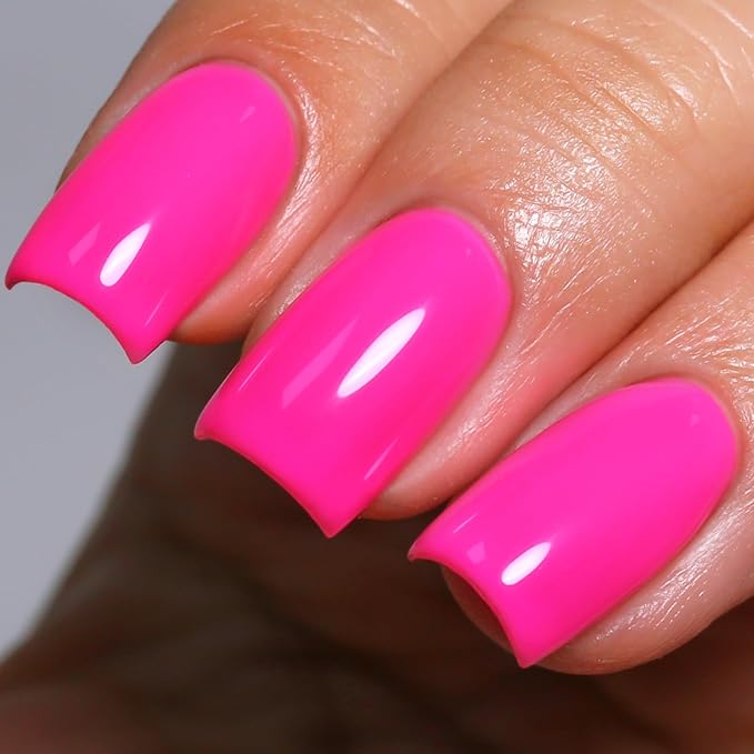 Neon Gel Polish, 0.5 Fl Oz Neon Pink Gel Nail Polish Spring Summer Soak off LED UV Hot Pink Gel Nail Polish Art Starter Manicure Salon DIY Nail Gel Polish Design