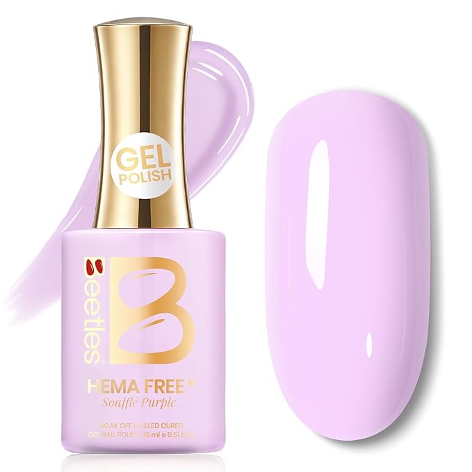 Beetles Lavender Gel Nail Polish - Souffle Purple Gel Nail Polish15ML/0.51Fl Oz, Same Color Same Bottle, Soak Off UV LED Lamp Pastel Nails Art, Long-Lasting Manicure Salon DIY Home Spring Nails