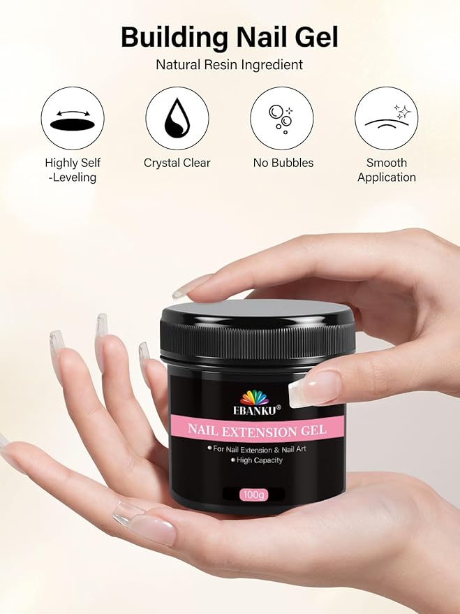 EABNKU 100g/3.5oz Nail Extension Gel Clear Builder Extend Nail Enhancement UV Gel for Beginner & Professional Nail Building DIY Salon Home