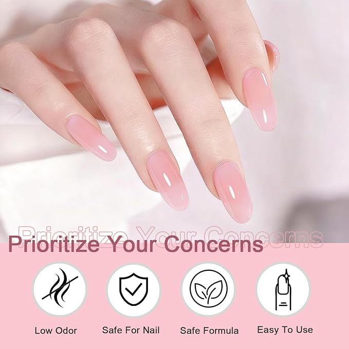JODSONE 18ml Jelly Gel Nail Polish Crystal Pink for Salon Manicures and Nail Art DIY at Home Sheer Gel Polish Need U V Cured Gift for Women