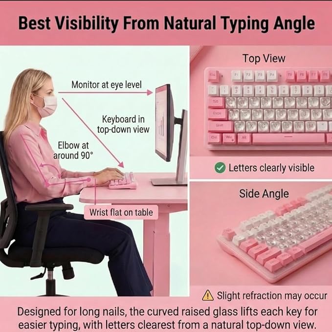 110pcs Keyboard Bubbles for Long Nails, Raised Glass Heart Key Covers, No-Residue, Reusable, Easy to Apply, Universal Keyboard Stickers for Desktop Keyboards, External Keyboards, Calculators