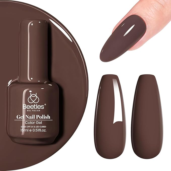 Beetles Brown Gel Nail Polish – 15ml Dark Brown Gel Polish, Soak Off Uv LED Nail Lamp Nail Art Manicure Gift for Women
