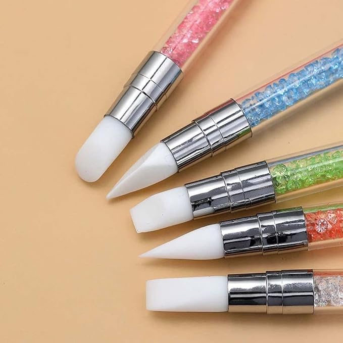 Nail Art Sculpture Pen, Dual Tip Silicone Head Brushes, Dual Tipped Nail Art Pen Brushes for DIY Manicure Tools, Orange