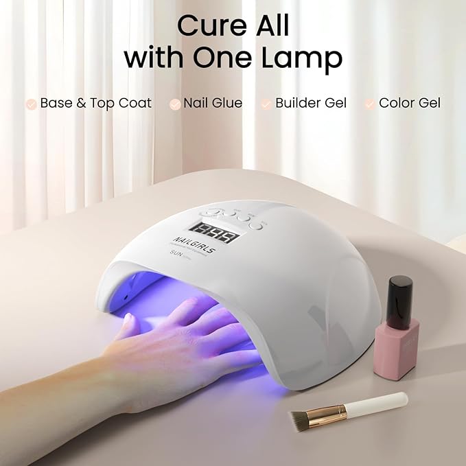 NAILGIRLS 150W UV LED Nail Lamp with Auto Sensor - Fast Curing Gel Polish Acrylic Nail Dryer, UV Nail Light 4 Timer Settings, 36 LED Beads and Automatic Sensor for Home Salon Use