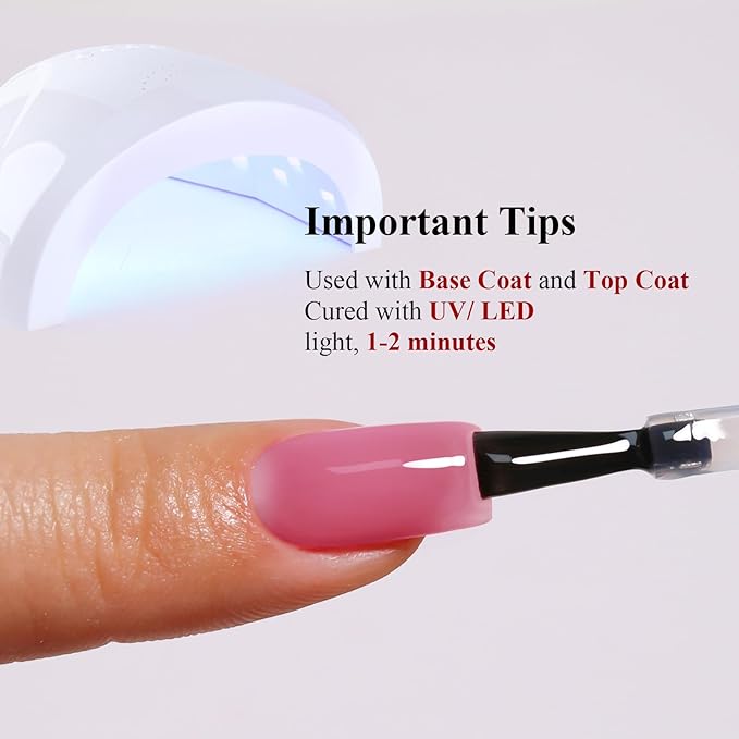 Jelly Gel Polish, Rose Pink Jelly Nail Gel Polish Translucent Spring Summer Sheer Soak off UV LED for Nail Art DIY Manicure 0.5 Fl Oz