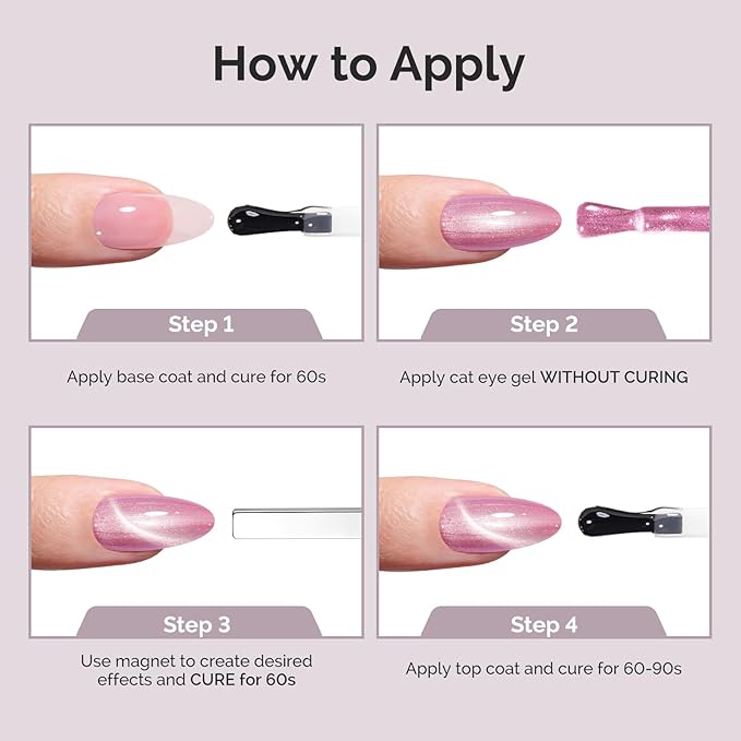 MelodySusie Starry Cat Eye Gel Nail Polish, 0.5 Fl Oz Light Pink Glitter Holographic Magnetic Nail Polish with Magnet, UV Nail Polish for Nail Art Manicure Salon DIY at Home G1703