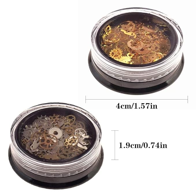 2 Boxes Steam Punk Gears Wheel Nail Studs Nail Art Metal Ultra thin 3D Nail Art Sequin Gear Nail Stickers Vintage for DIY Manicure Decorations Mixed Pattern