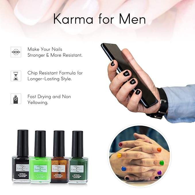 karma organic Natural Nail Polish - Non -Toxic Nail Art, Vegan and Cruelty-Free Nail Paint Design for Men's (Manly Mani)
