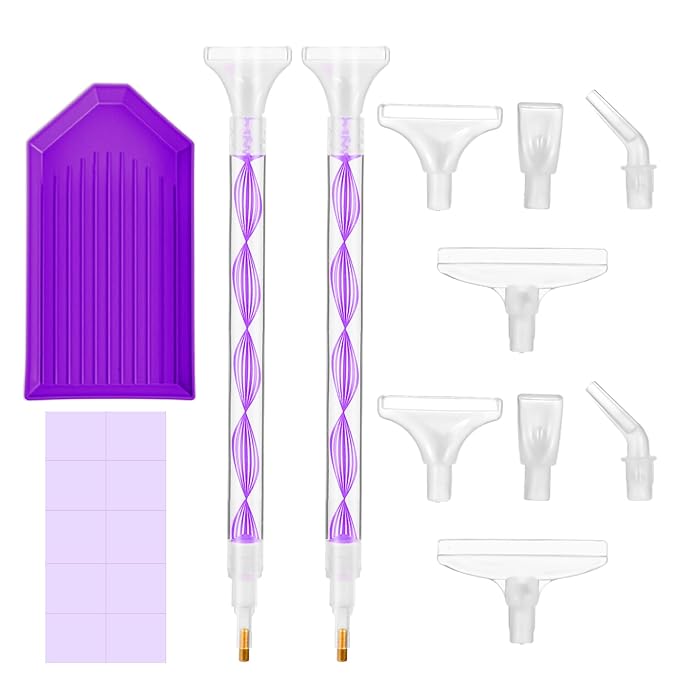 Rhinestone Pickup Tool Set: 2 Pcs Rhinestone Picker Handles Dual-Ended Rhinestones Applicator Dotting Tool Pen Shiny Diamond Dot Drill Pen for DIY Home Nail Salon