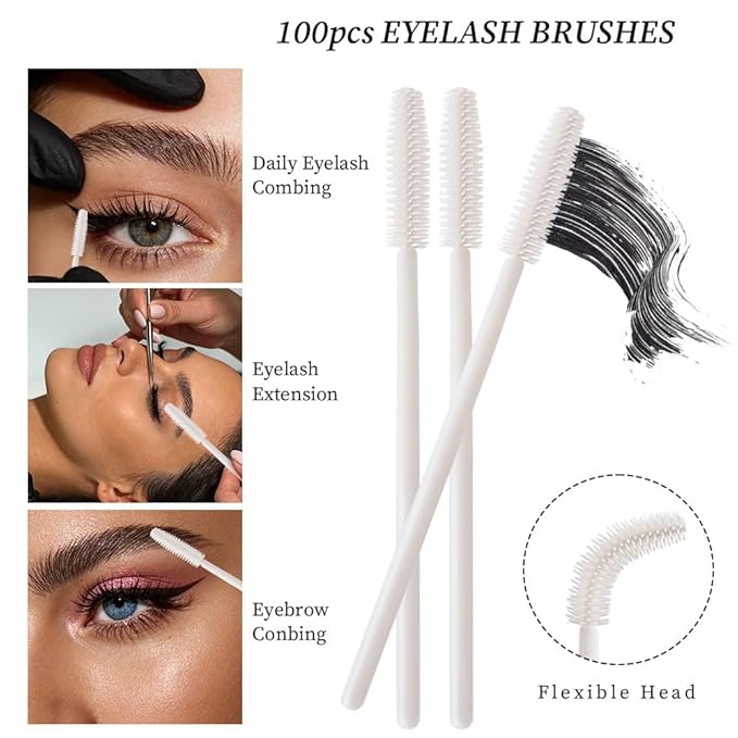 300 Pack Disposable Spoolies Brushes Sets Mascara Wand Lip Brushes Cotton Swab for Eyebrow Eyelash Extension Tattoo Lipstick Applicator