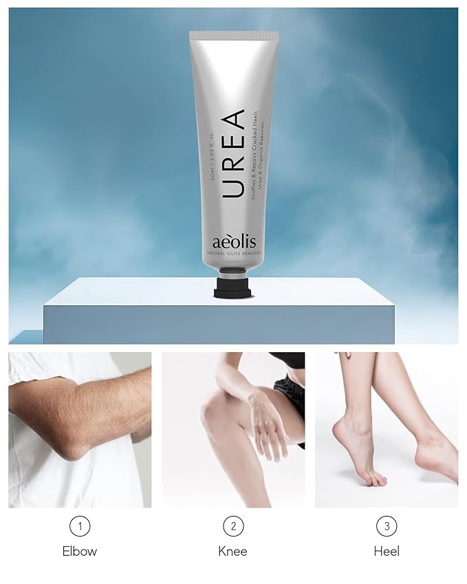 AEOLIS 10% Urea Foot Cream for Cracked Heels (2.03 fl oz), Beeswax, Shea Butter, Aloe Vera & Vitamin E – Deep Moisturizing Care for Rough Feet – Dry Heels Treatment & Softening Foot Cream