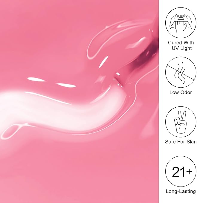 Imtiti Pink Jelly Gel Nail Polish, Sheer Translucent UV Gel Polish for Nail Art Soak off UV Led 10ML