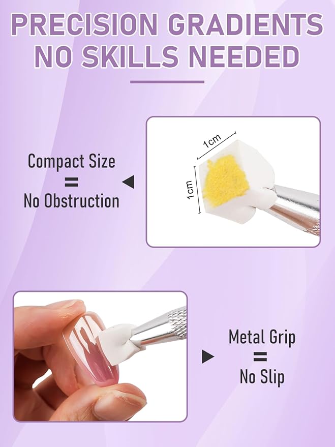 200 Pcs Nail Sponges for Ombre with Nail Art Palette, Grabbing Pen & Spatula, Nail Supplies for Gradient Painting Gel Nail Polish, Must Haves Nail Stuff Nail Art Design Tools for Ombre Aura Nail