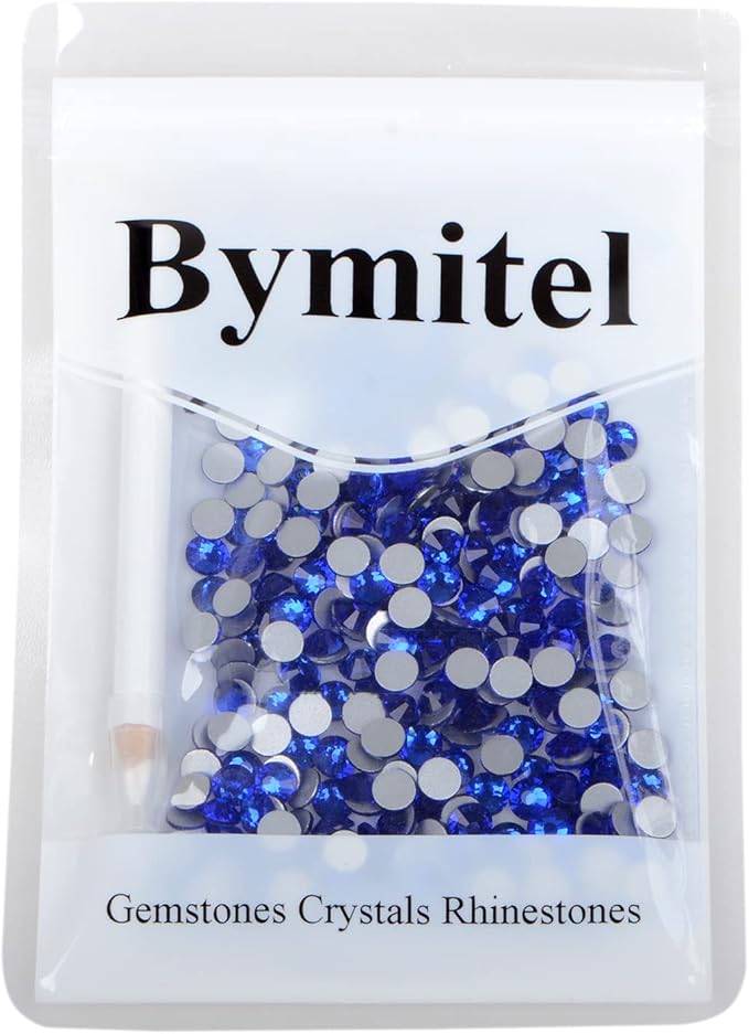 288PCS Art Nail Rhinestones Non Hotfix Glue Fix Round Crystals Glass Flatback for DIY Jewelry Making with one Picking Pen (ss30 288pcs, Sapphire)