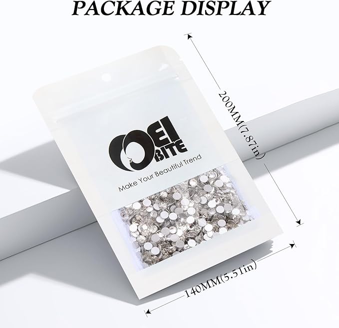 Crystal Clear Flatback Rhinestones, Glass Rhinestones for Nail Art and Craft, Glue Fix, Loose Crystal Gemstones(Crystal, SS12, 2880pcs, 2.9-3.0mm)