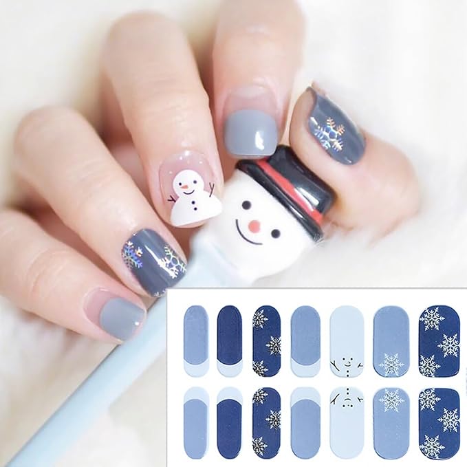 6 Sheets Christmas Nail Polish Strips 3D Green Xmas Trees Gel Nail Stickers Snowflake Self-Adhesive Xmas Holiday Full Wraps with Reindeer Santa Claus Elk Full Wrap Toenail Stickers for Women Nails DIY