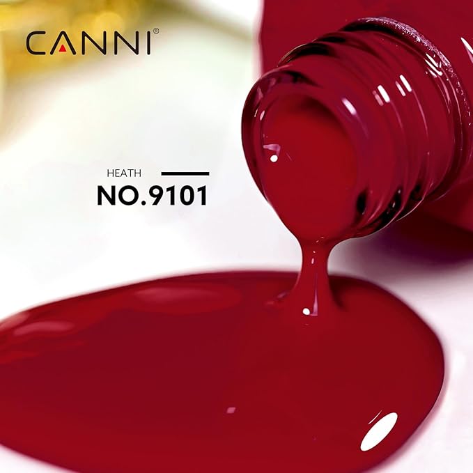 CANNI Red Gel Nail Polish, 1Pcs Dark Red Gel Polish Color Nail Polish High Gloss Soak Off U V Gel Nail Manicure Salon DIY