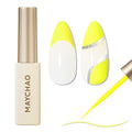 MAYCHAO Neon Yellow Swirl Gel Liner Nail Art Polish, 8ml Spring Summer Bright Yellow Gel Color Built-in Thin Brush, UV Light Cure for French Nail Tips DIY Manicure at Home Salon