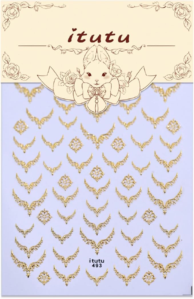 French Tip Nail Stickers for Nail Art 5D Embossed Gold Nail Stickers Metal Nail Decals Retro Gold Nails Art Design Supplies for Women Girls DIY Manicure