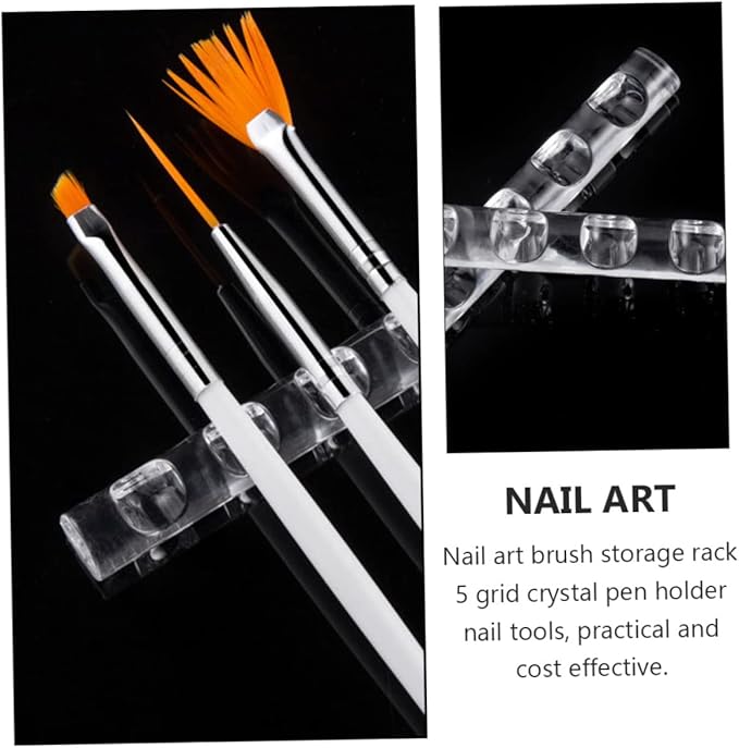 5pcs Nail Art Transparent Pen Holder Nail Tech Accessories Fountain Pen Holder Nail Art Brush Organizer Nail Art Accessories Nail Art Pen Rest Nail Beauty Penholder
