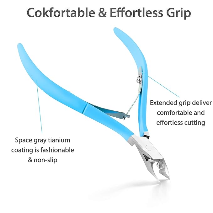 Mudder 3 Packs Cuticle Trimmer Nippers Cutter Tool Stainless Steel Nail Cuticle Scissors Remover with Pointed Blade Scissors Pedicure Manicure Tool for Fingernails and Toenails Nails Care(Blue)