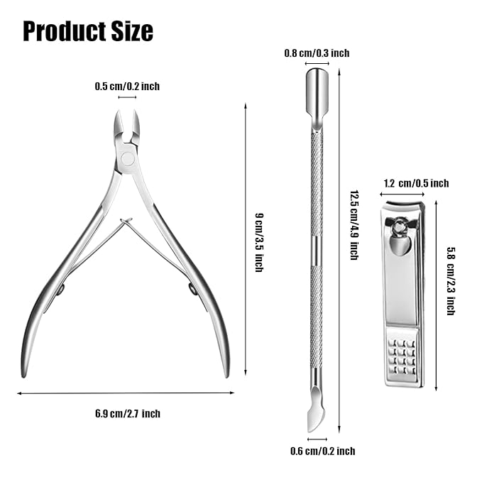 6 Pcs Cuticle Trimmer Cuticle Pusher Stainless Steel Cuticle Nipper Cuticle Remover Tool Kit Professional Cuticle Cutter for Fingernails and Toenails Manicure Pedicure Set