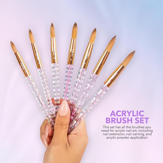 Kiara Sky Acrylic Brush #20 - Clear | 100% Pure Kolinsky | Crystal Cut Handle and Acetone Resistant