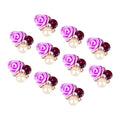 10 Pcs Nail Art Designs Stickers 3D Rhinestone Decals Decorations Rose Flower Tips Studs for Women Kids Girls TN178-Purple