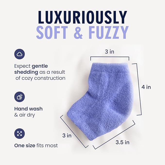 Dr. Frederick's Original Moisturizing Fuzzy Heel Socks for Dry Cracked Heels Treatment - Infused with Olive Oil, Jojoba Oil and Vitamin E - 2 Pairs - Stocking Stuffers for Adults - Lavender Luxury