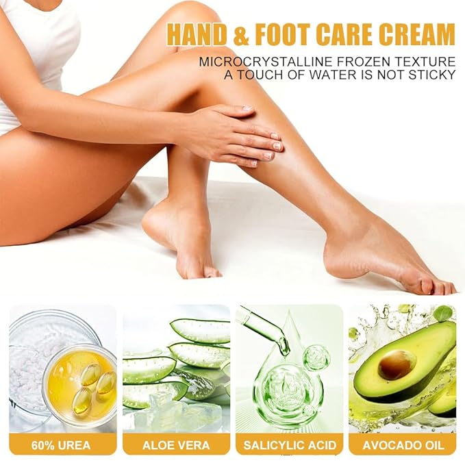 60% Urea Cream plus 2% Salicylic Acid Foot Cream for Removing Calloused Skin, Cracked Hands Elbows Feet Heels Moisturizes and Hydrates, Maximum Strength Moisturizing Foot & Hand Cream, 1.41*2 oz
