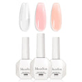 MelodySusie Hema Free Builder Gel Set for Nails Thickening, Clear and Pink, 3PCS 0.5 Fl Oz, Tpo Free, Soak Off UV Extension Gel, Nail Art Design Salon DIY Manicure at Home for Women