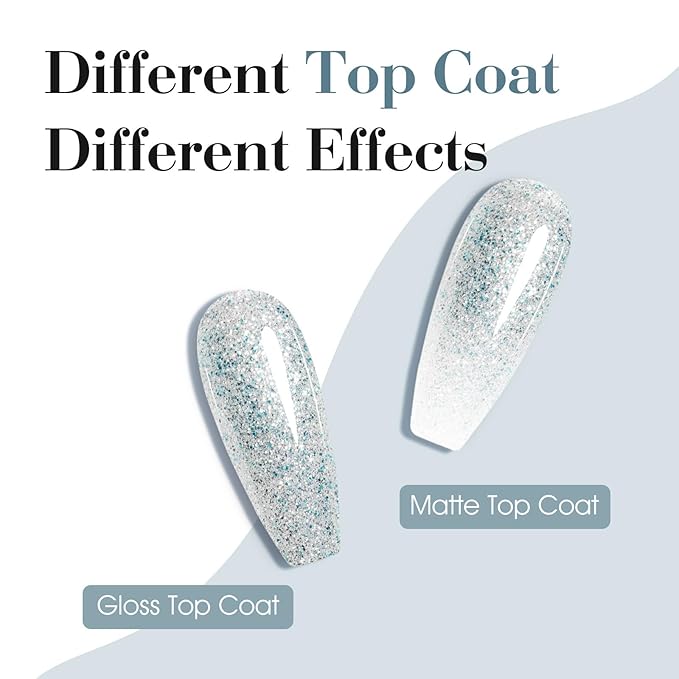 CANNI Glitter Blue Gel Nail Polish, 1Pcs Blue Sparkly Gel Polish Shiny Glitter Color Soak Off U V Nail Manicure Salon DIY at Home