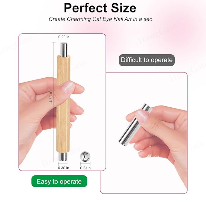 Cat Eye Magnet for Nails, Multifunctional Double-head Nail Polish Magnet Pen, Magnetic Cat Eye Gel Polish Nail Design Tool, for Home DIY, Salon