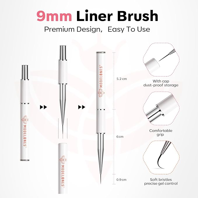 modelones Builder Nail Gel, Clear Builder Nail Polish 7-in-One with Detachable Liner Nail Brush LED Lamp Cured Strengthener Color Rubber Base Coat for Apex Building Extension Thickening 10ml