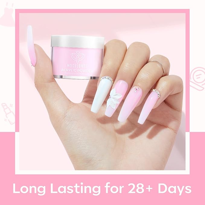 Modelones Acrylic Powder, 6 Colors Transparent Jelly Nude Nail Powder Milky White Pink Nude for Nail Art 3D Nail Carving French Nail Extension, Gifts for Women