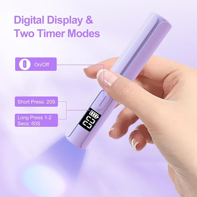 Mini UV Light for Gel Nails, Asimebesty Handheld UV Light for Nails, Portable Rechargeable Nail Dryer with 2 Timers for Fast Curing, USB Cordless LED U V Nail Lamp for Home DIY Nail Salon