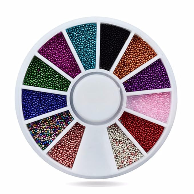 3D Nail Art Rhinestones Nail Metal Caviar Beads Sparkle Charms Pearls Fashion Nail Art Decorations 4 Wheels