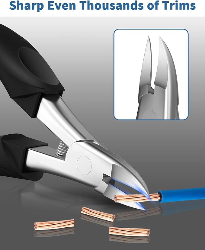 Toenail Clippers, Toe Nail Clippers for Thick or Ingrown Nails with Ingrown Toenail File and Lifter, Stainless Steel Sharp Curved Blade Professional Podiatrist Grooming Tool for Men Seniors