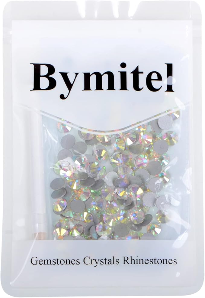 144PCS Art Nail Rhinestones Non Hotfix Glue Fix Round Crystals Glass Flatback for DIY Jewelry Making with one Picking Pen (ss40 144PCS, Crystal AB)