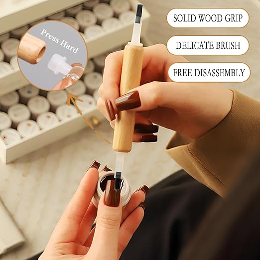 50Pcs Replaceable Brush Heads for Nail Art Brushes, Perfect for Nail Beauty Brushes Design, Mini Small Painting Brush with Wooden Handles, Ideal for Nail Art and DIY