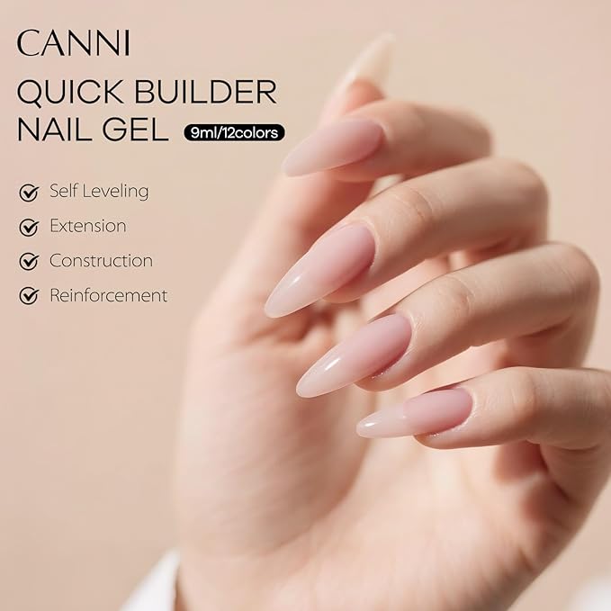 CANNI Builder Nail Gel, Rose Pink Builder for Nails Strengthener Gel Thickening Extension for Beginners DIY Home Salon Manicure