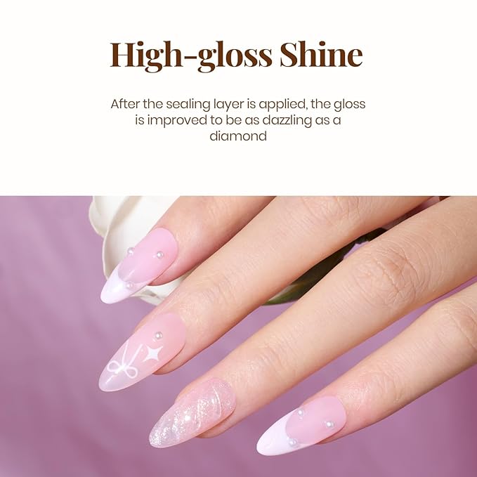 beetles Gel Polish No Wipe Gel Top Coat - Clear Color Top Coat Gel Nail Polish Shine Finish and Long Lasting, Soak Off Nail Lamp, 15ml Spring Nails Gifts for Women