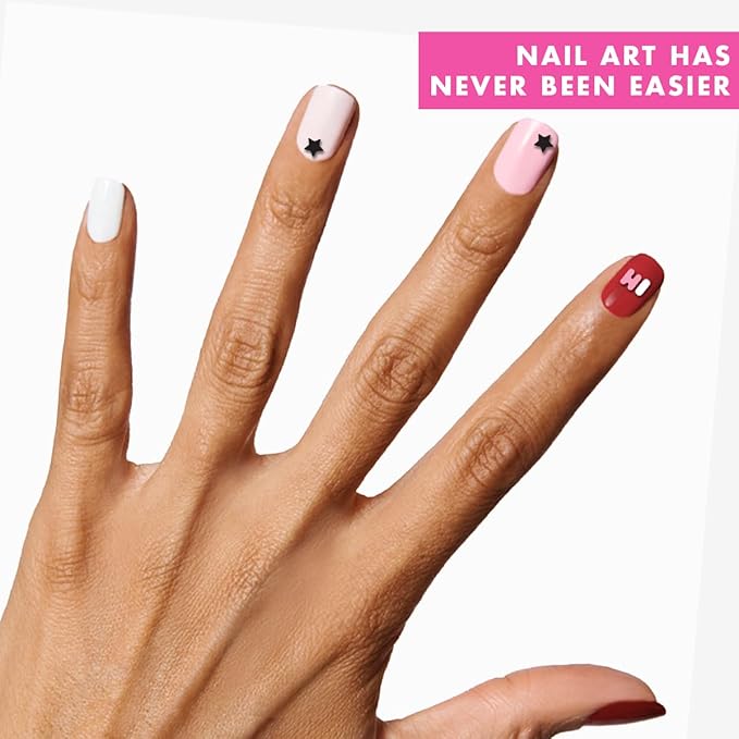 Olive & June Nail Art Stickers | Easy-to-Use Nail Designs | Nail Art Made Easy | Hand-Screened, No-Fade Ink | Accent, Mix & Match, or Cover Chipped Polish | Say it with Bubble Letters