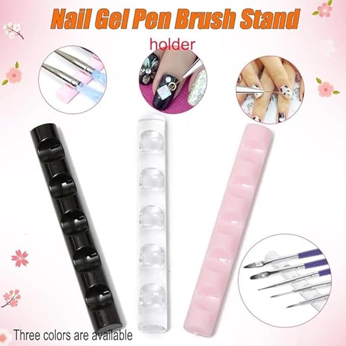 4-Color Acrylic Crystal Pen Holder Nail art painting pen holder Brush Organizer for Nail Art, Gel Polish & Desk Accessories 360° Rotating Display Stand (Pink/Red/black/Clear)