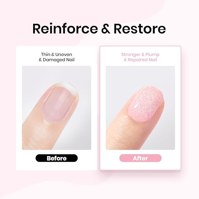 Beetles Base Color Gel Nail Polish Set – 6 Colors Nude Gel Polish, 5 in 1 Builder Rubber Base Coat, Self Leveling Soak Off U V LED Lamp Cure Strengthening for Natural Nails and French Manicure