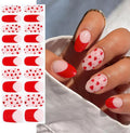 Semi Cured Gel Nail Strips Valentines Day Red Heart Gel Nail Wraps Gift for Women UV Light Required Nail Art Stickers Pegatinas Uñas Nail Decals Nails Sticker